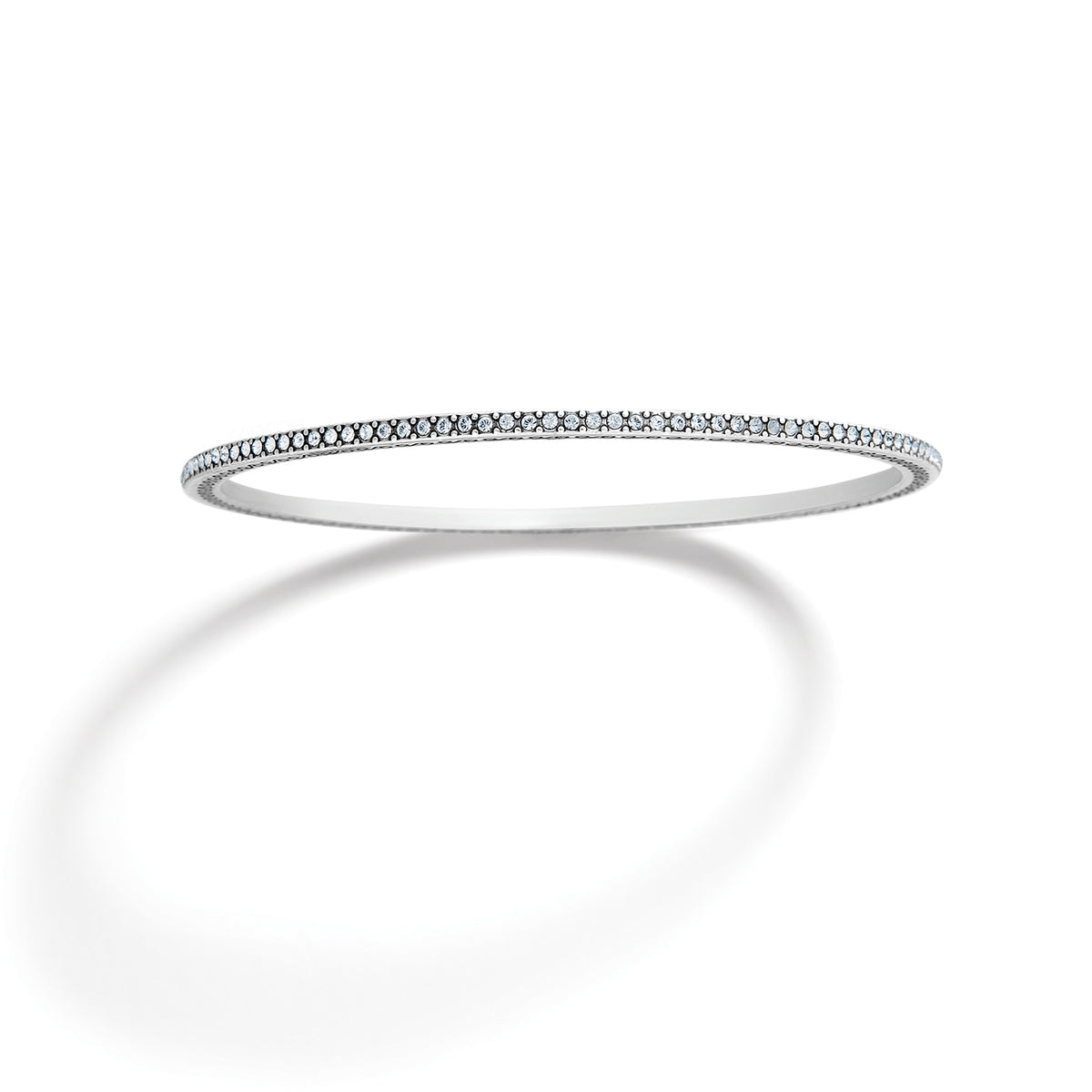 Meridian Thin Bangle in silver-plated finish with fine-quality crystals.