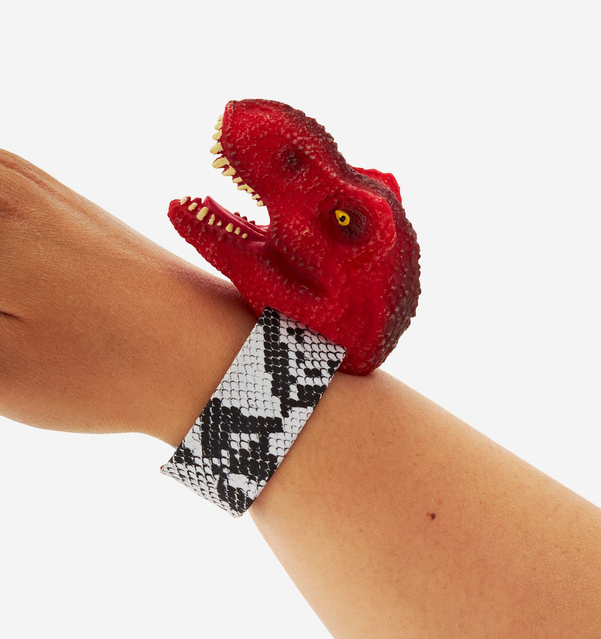 Light Up Jurassic Slap Band featuring a dinosaur skeleton glow-in-the-dark pattern on black silicone.