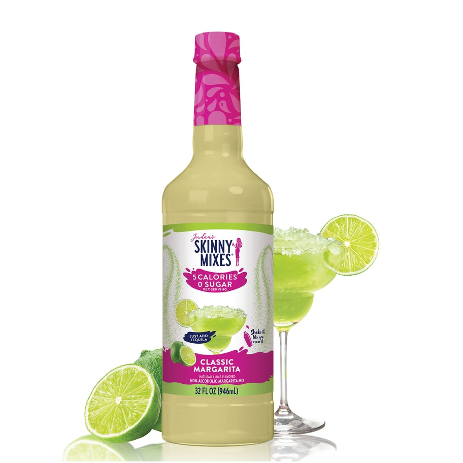 32 fl oz plastic bottle of Sugar Free Mixer in a clear container with white liquid.