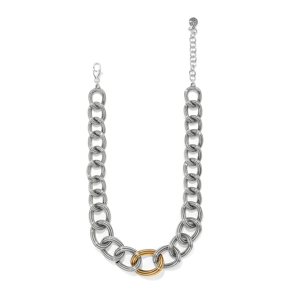 Ferrara Eterna two-tone link necklace in silver and gold with a lobster claw closure.