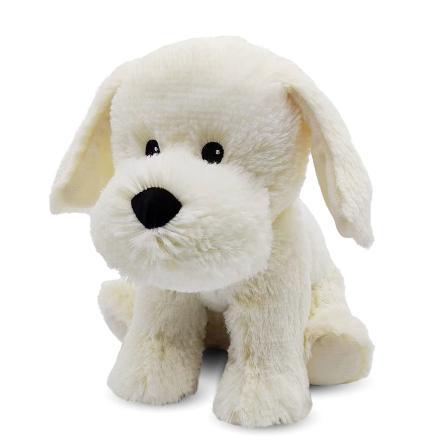 Yellow Labrador-shaped microwave warmie with lavender scent