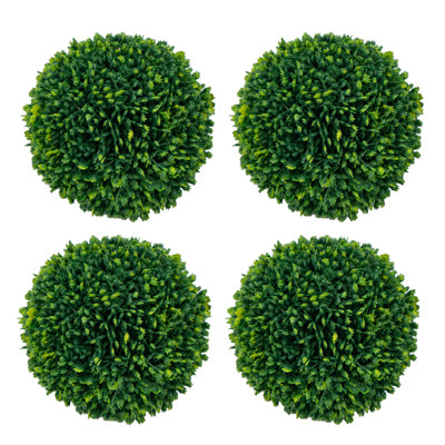 Green faux boxwood ball bowl filler made of polyester and styrofoam