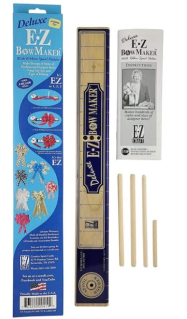 EZ Bow Maker tool with adjustable metal arms on a white background.