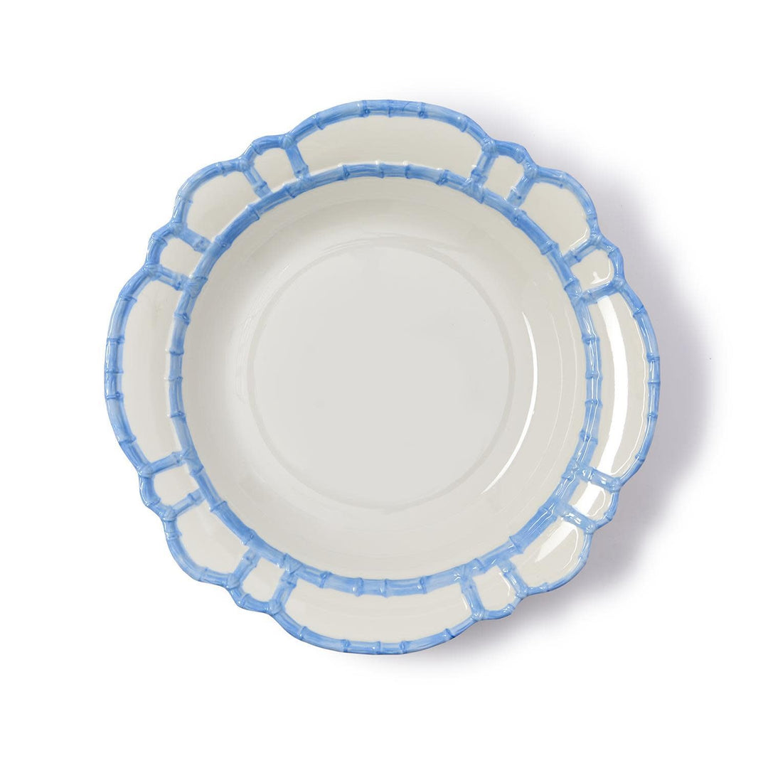 French blue melamine bowl with bamboo rim