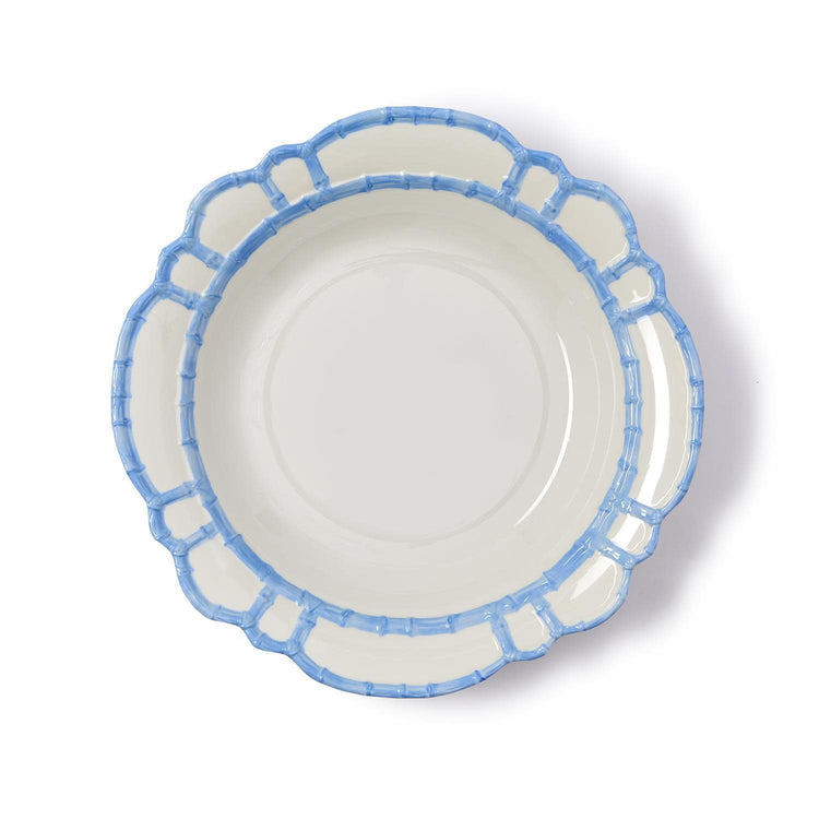 French blue melamine bowl with bamboo rim