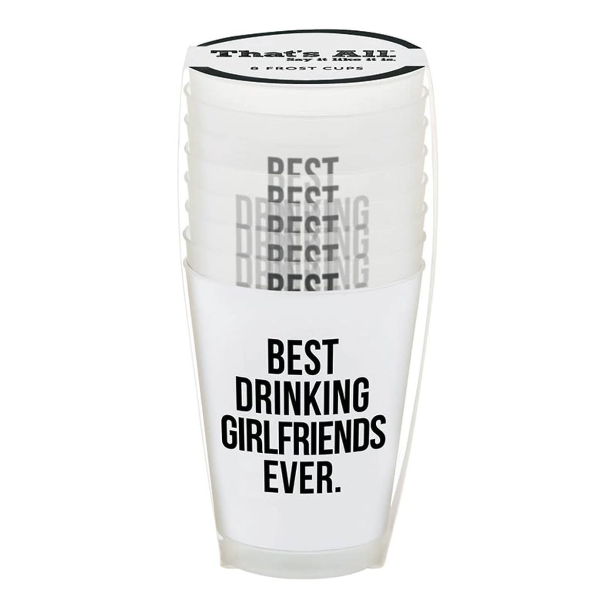 Frost Cup: frosted clear plastic reusable cup with fun design