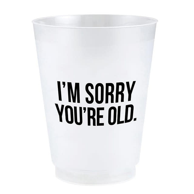 Frost Cup: frosted clear plastic reusable cup with fun party design silhouette