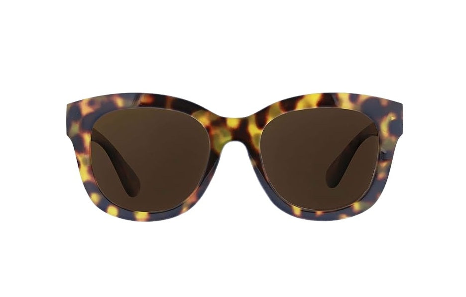 Center Stage Reading Sun sunglasses with polarized lenses in recycled polycarbonate frames featuring spring hinges.