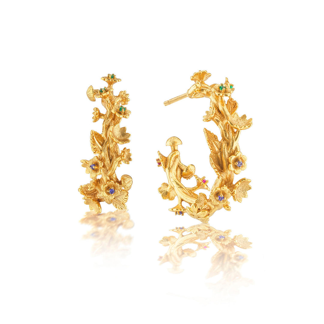 Small gold hoop earrings with an open circle silhouette.