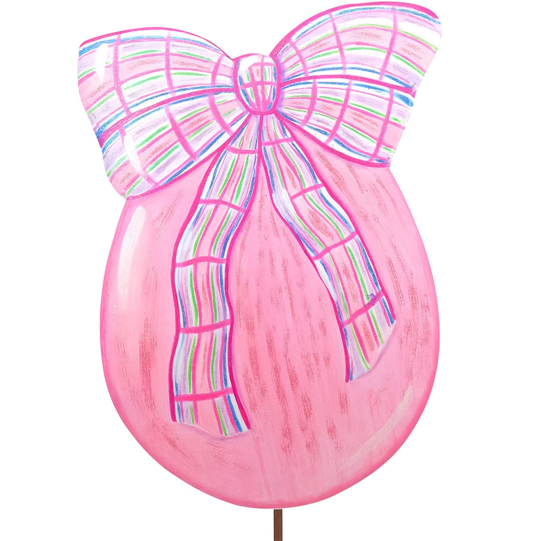 Pink Egg With Plaid Bow Yard