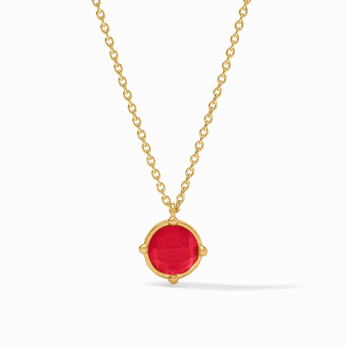 Honeybee solitaire necklace featuring a faceted gemstone with four beads on an adjustable cable chain.