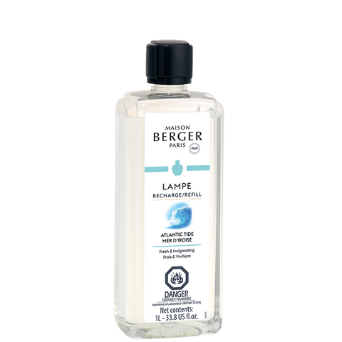 Lampe Berger recharge refill bottle with white label showing French fragrance diffusion.
