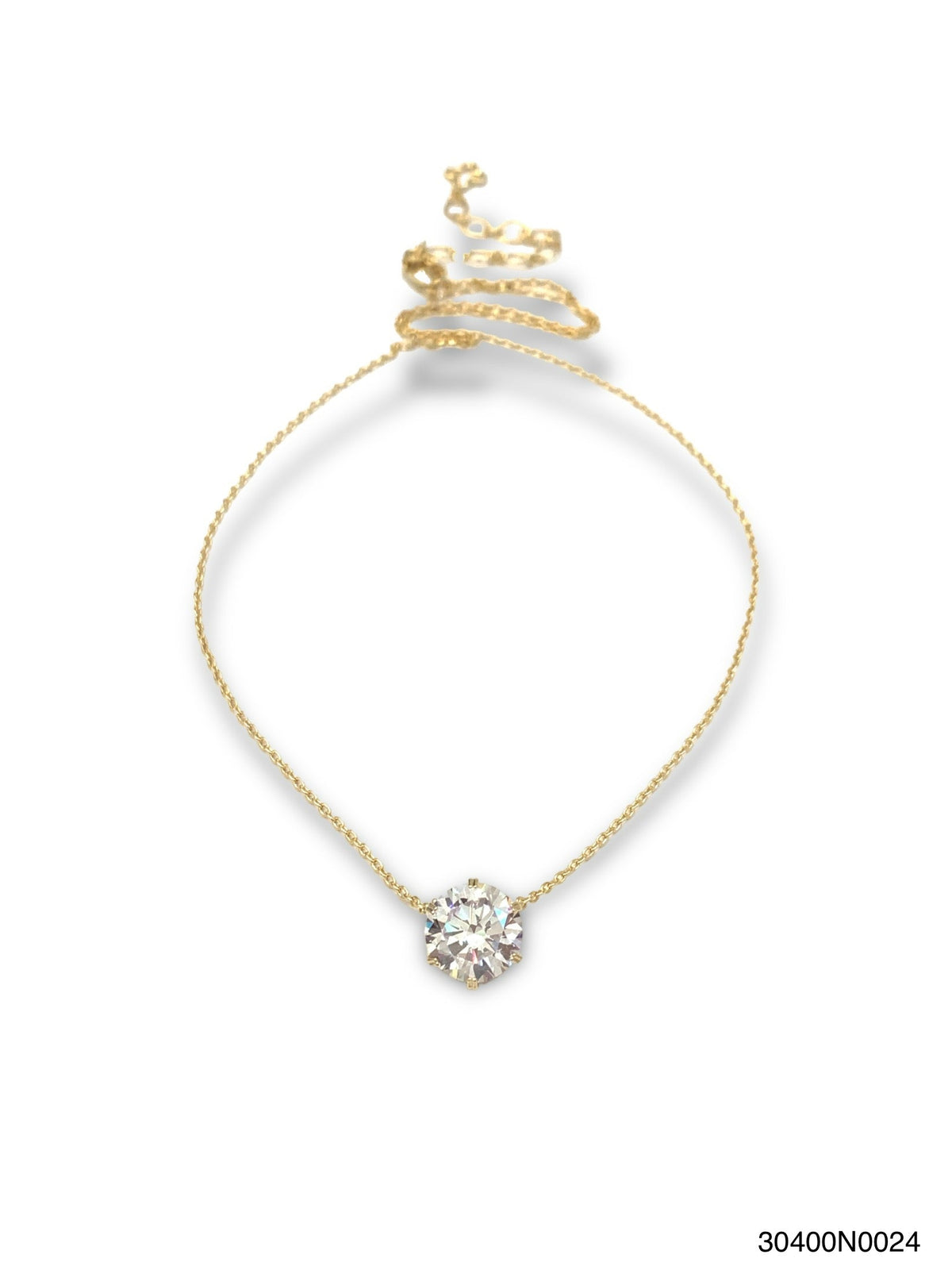 Ava short necklace featuring a high-quality cubic zirconia pendant with a lobster claw clasp on an adjustable chain.