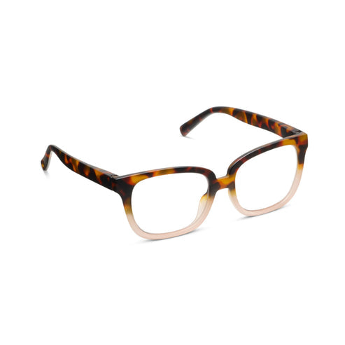Athens eyeglasses with square matte blue frames featuring peepers lenses.