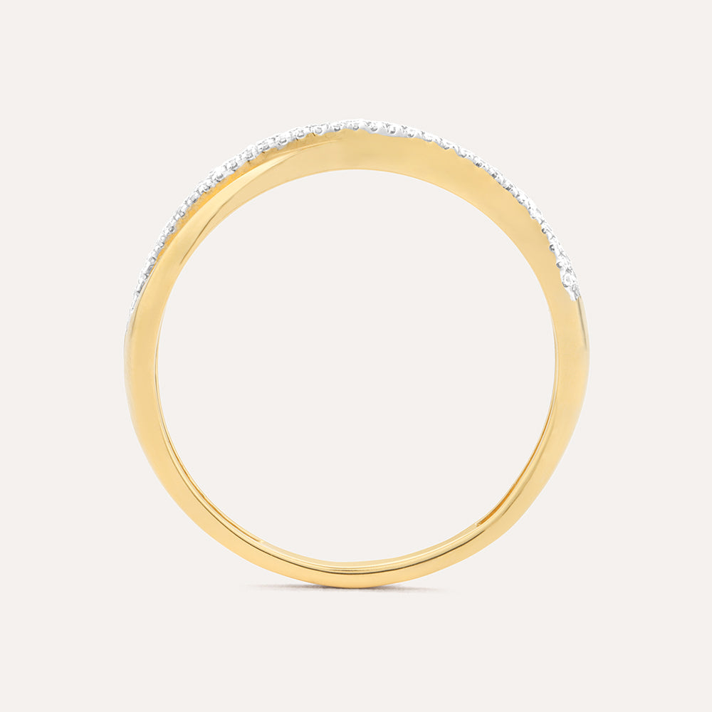 Crisscross stackable ring in gold-plated sterling silver with a diamond accent.