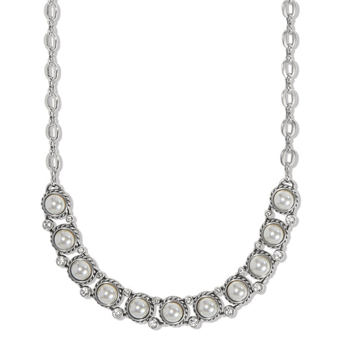 Sea Gem Collar Necklace in silver with glass pearls and fine quality crystals.