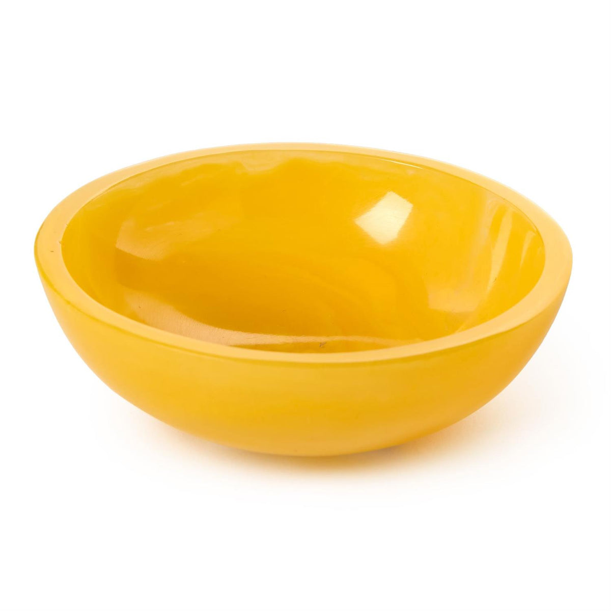 Yellow Color Pop Round Tidbit Bowl made of smooth, glossy resin.