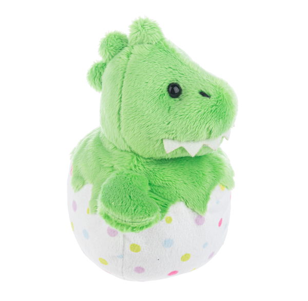 Eggasaurus Dino toy figure with green textured skin on a white background.