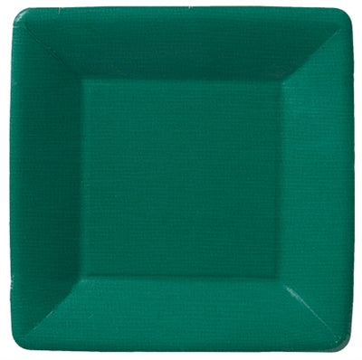 Seven-inch square paper plate with a classic linen texture finish in natural off-white color.
