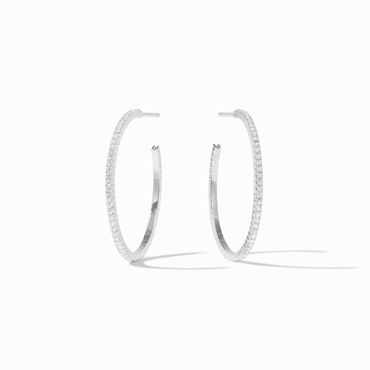 Silver plated Windsor hoop earrings with cubic zirconia stones in small size