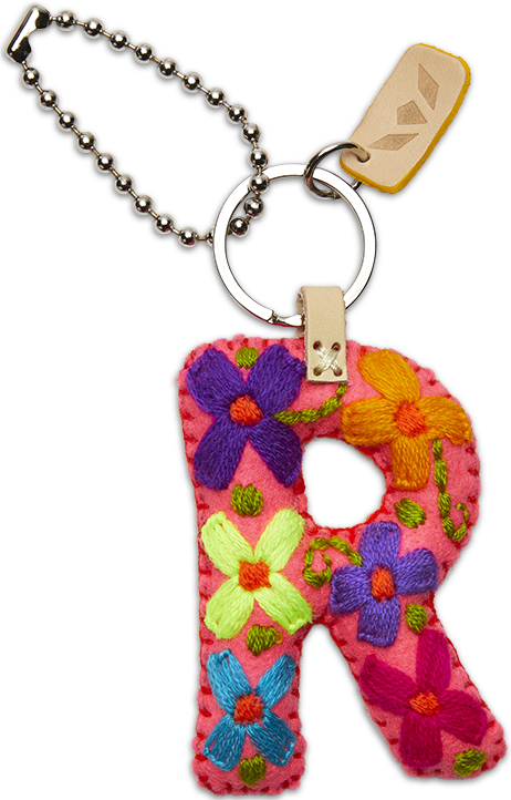 Felt letter charm in bright yellow with attached silver chain