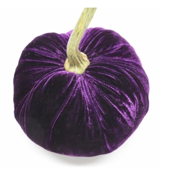 3-inch velvet pumpkin in deep orange with a textured fabric finish.