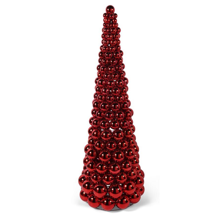62-inch red shiny plastic cone tree ornament with shatterproof finish