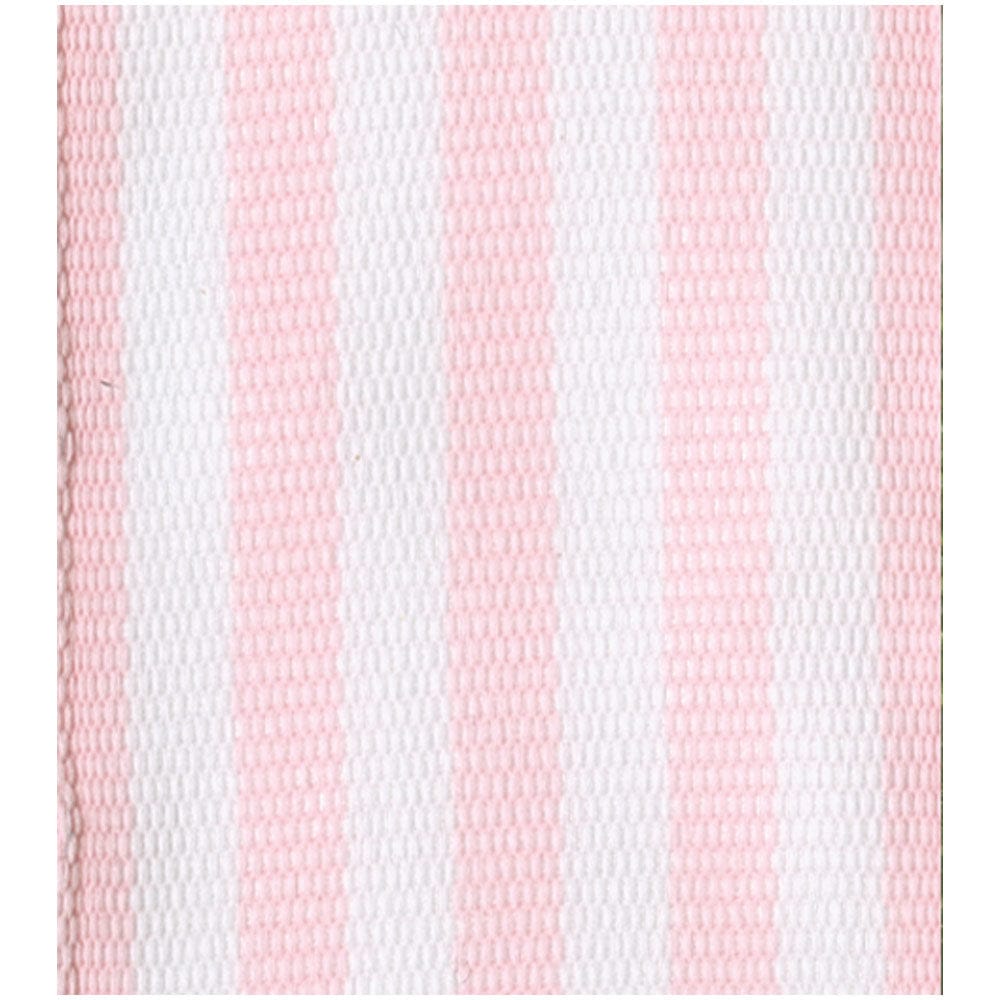 Roll of striped polyester grosgrain wired ribbon in red and white.