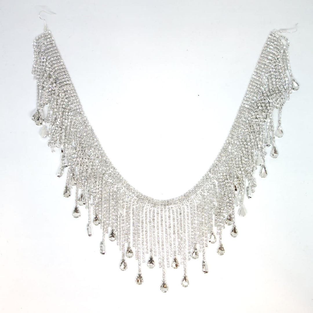 18" Fringe Marquise Garland, Clear-Silver