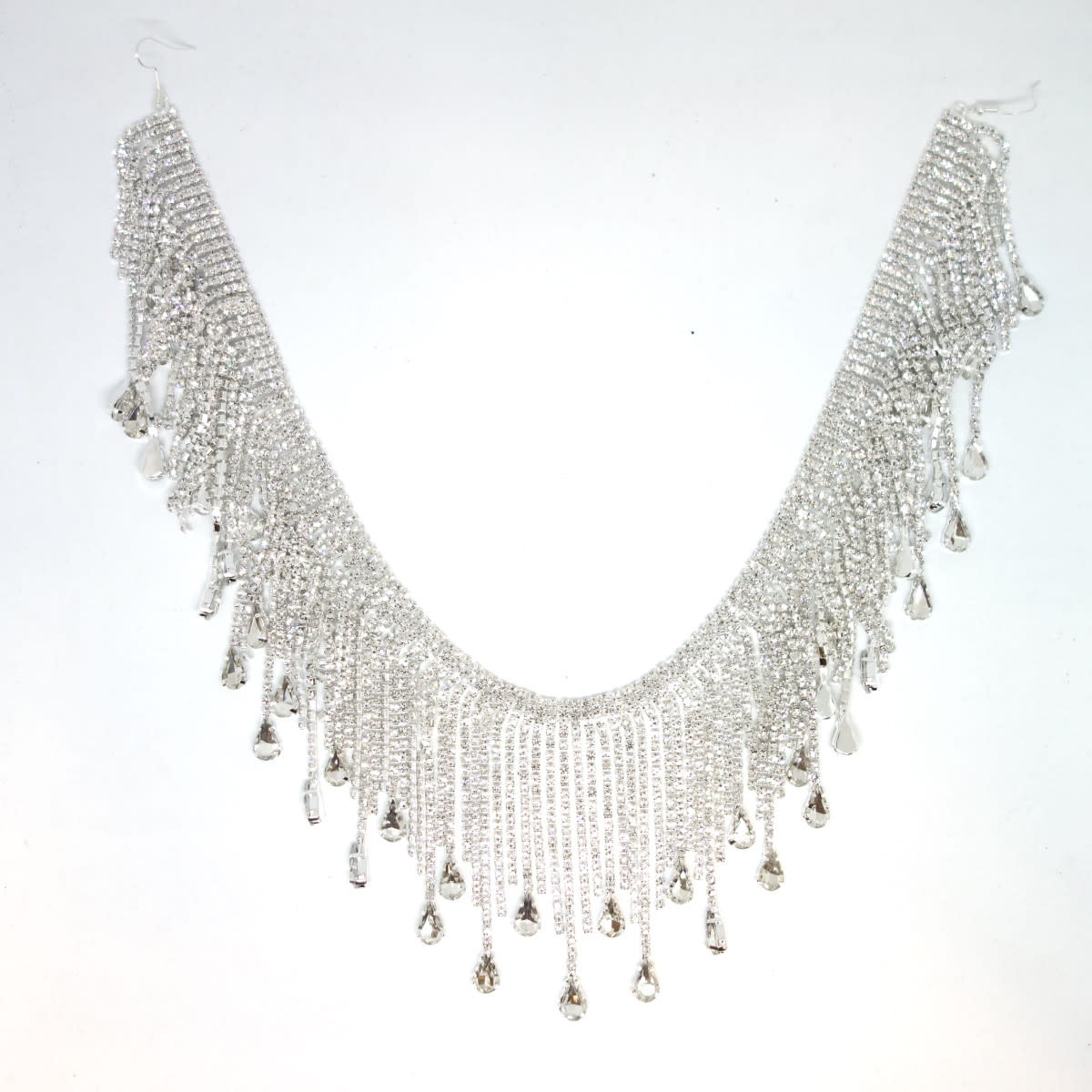 18-inch fringe marquise garland with clear crystals and silver metal accents.