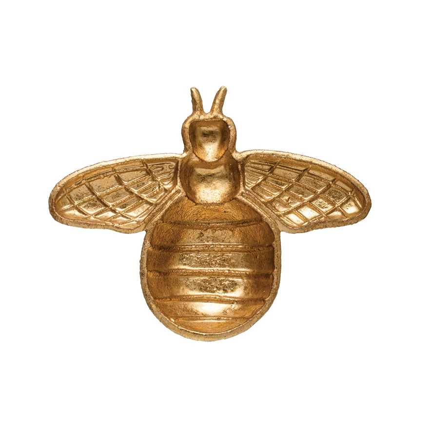 Cast iron decorative dish shaped like a bee with black finish