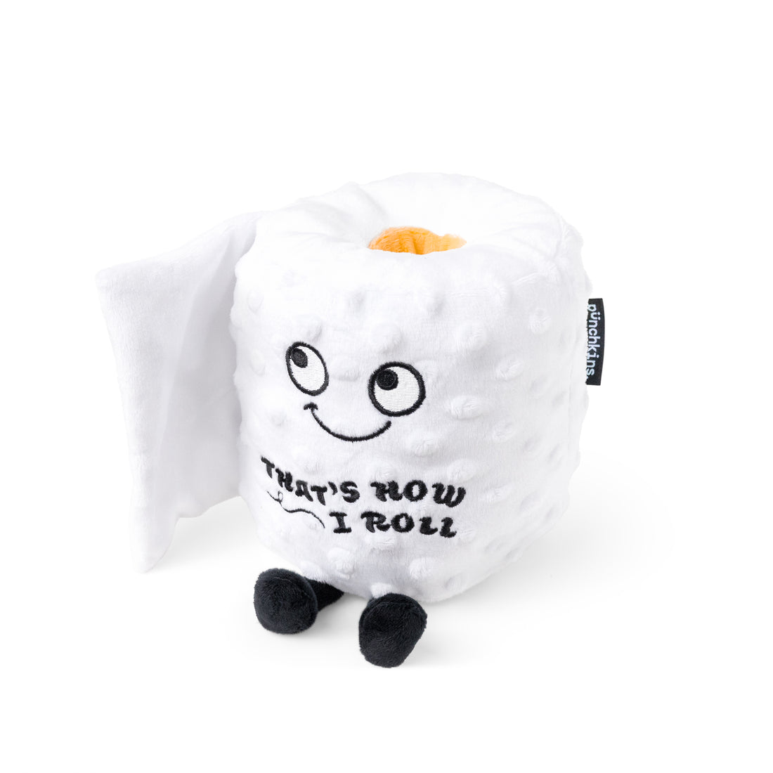 Plush toilet paper roll with a soft white cylindrical shape.