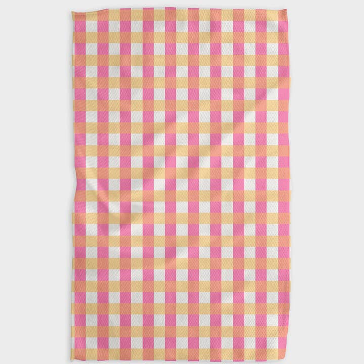 Recycled polyester waffle weave tea towel with single-sided print