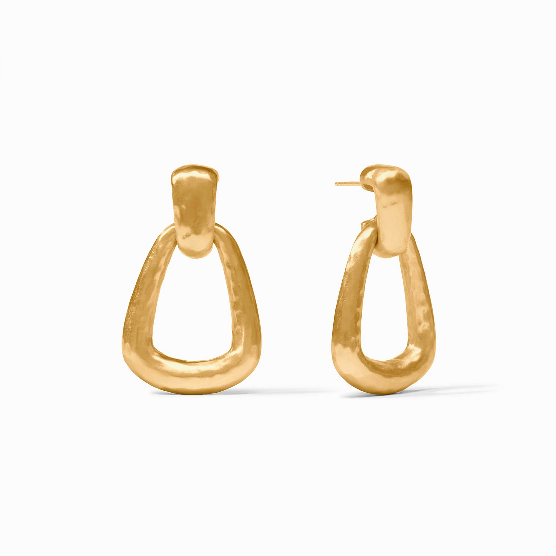 Sahara Demi Doorknocker Earrings in 24K gold plate with a hammered finish and post backs.