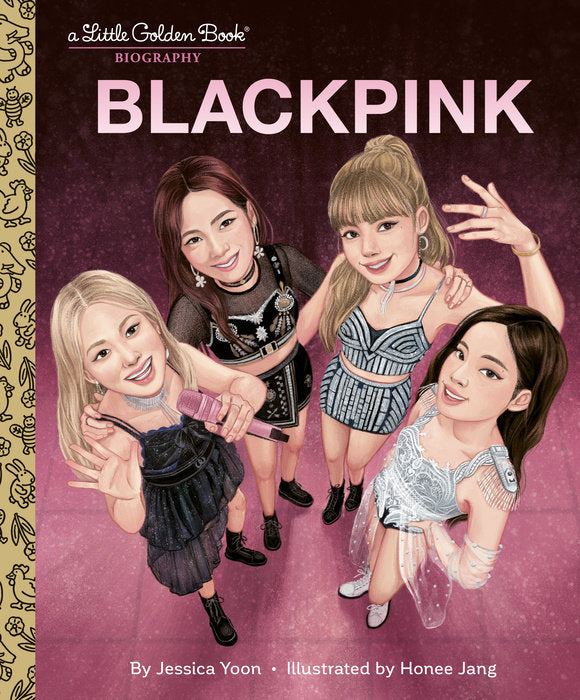 Blackpink A Little Golden Book biography hardcover with gold foil lettering on a black cover.