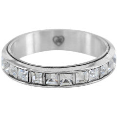 Silver plated Eternal Stack Ring featuring a Swarovski crystal accent with an 1/8 inch width.