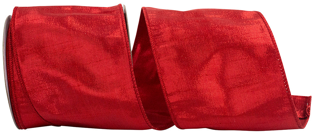 4" Metallic Dupioni Texture Colors Wired Edge Ribbon
