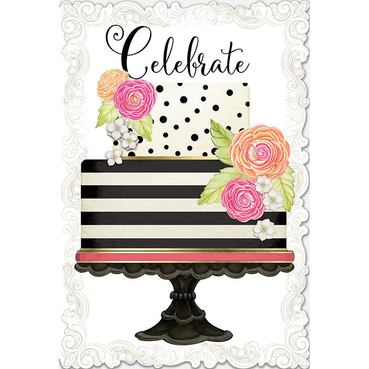 Siennas Garden birthday cake with glitter foil embossing die-cut decorations