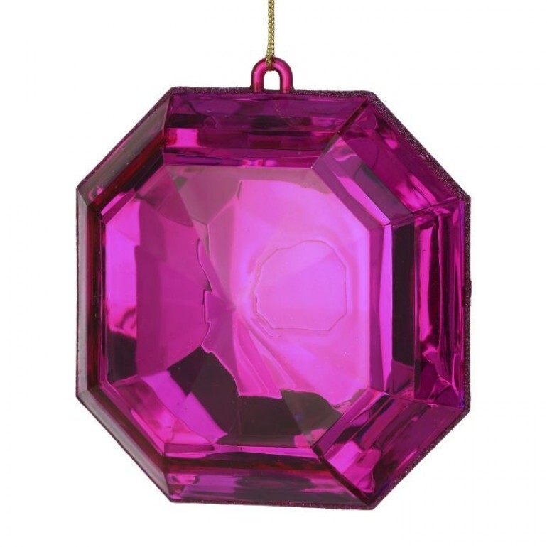 6-inch square acrylic ornament with a precious gem center on a silver pewter finish