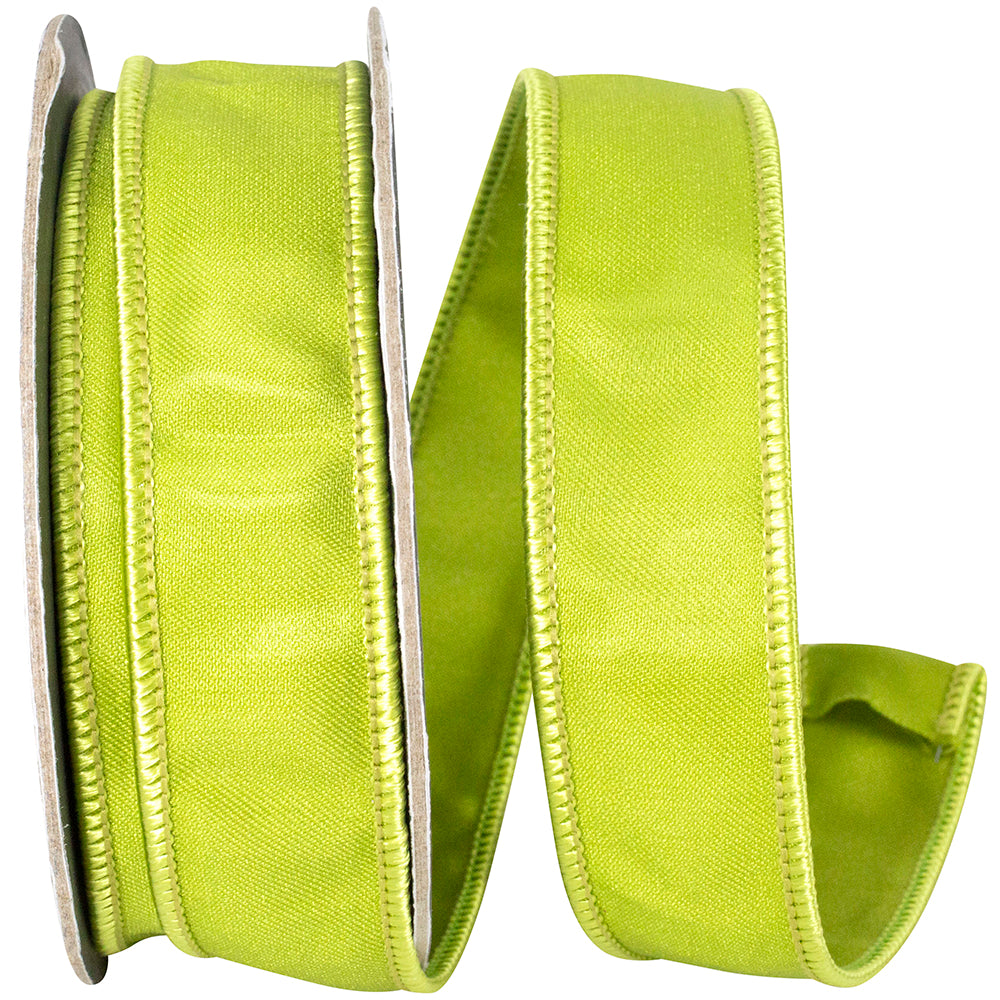 Iridescent satin wired edge ribbon with shimmering finish