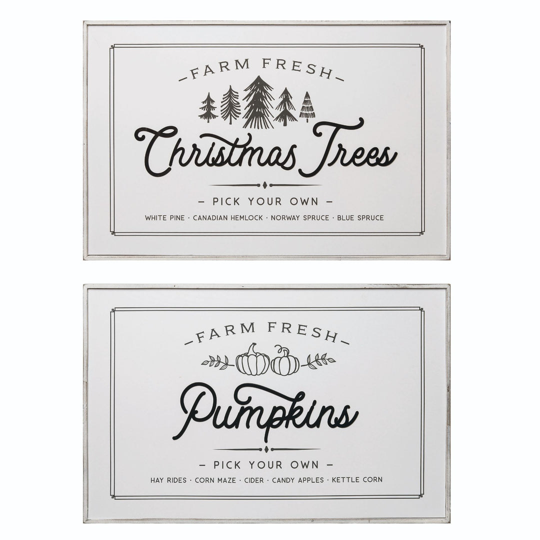 Reversible framed MDF wall decor featuring bold word typography in a natural wood finish.
