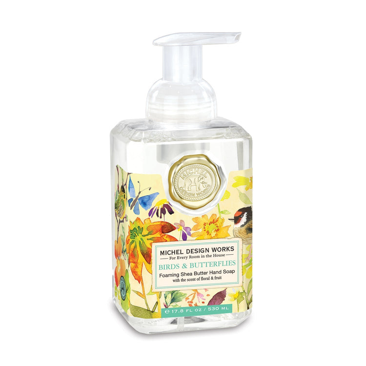 Spring Foaming Soap in a clear bottle containing light-colored liquid.