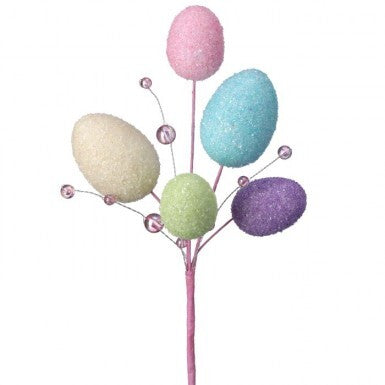 Sixteen-inch Styrofoam Easter egg pick with decorative bead accents.