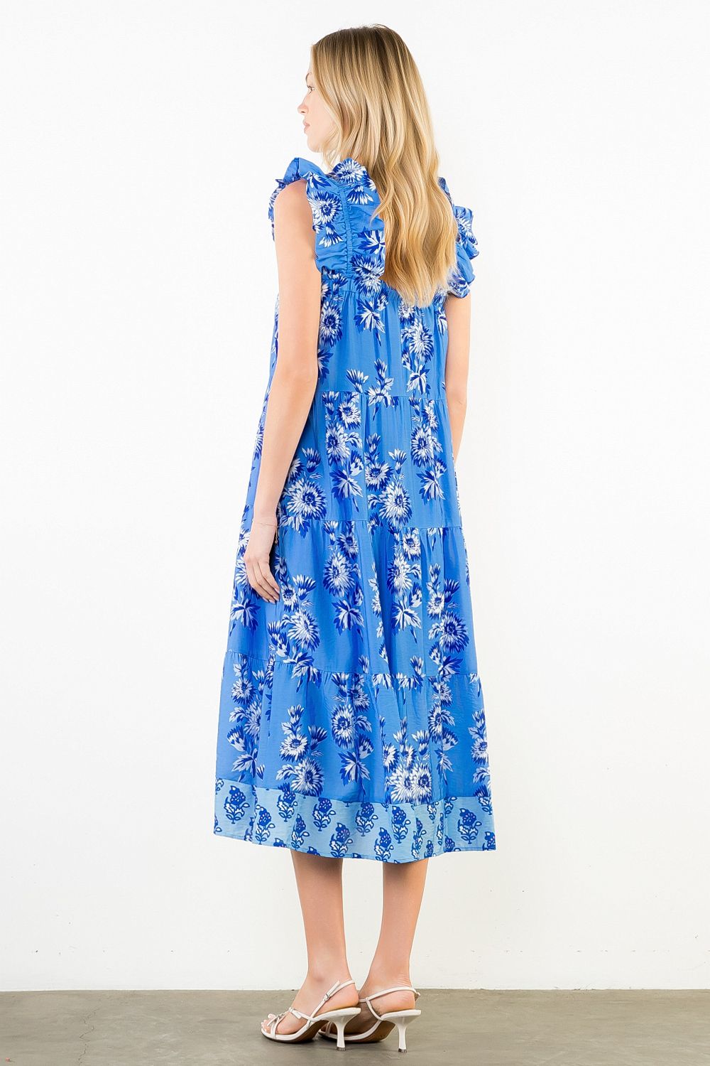 Katie Flutter Sleeve Floral Print Tiered Dress