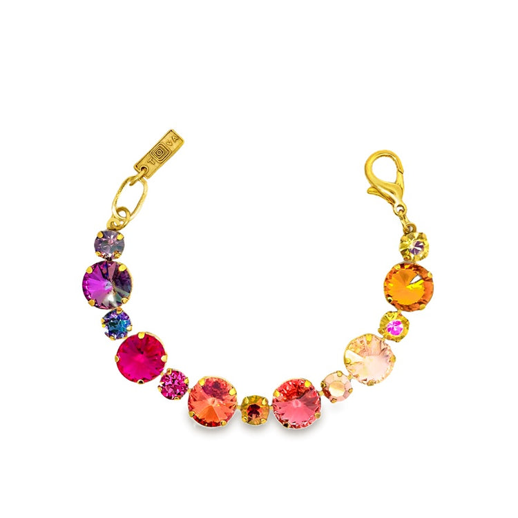Antique gold Trinity bracelet featuring high-quality crystals with a 6-inch length.