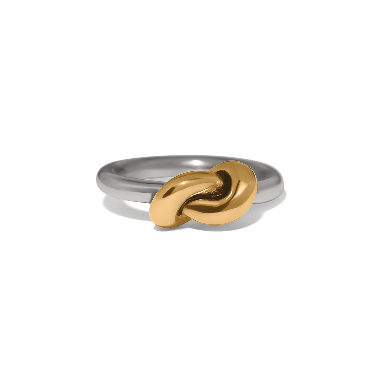 Interlok Single Knot Ring in a two-tone silver and gold finish.