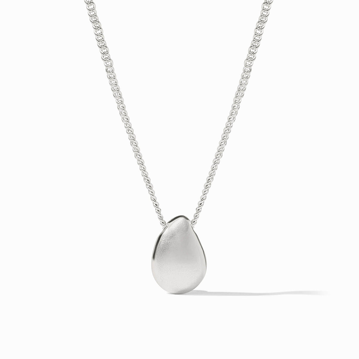 Silver adjustable necklace with a delicate wave pendant on an 16.5 to 17.5 inch chain.