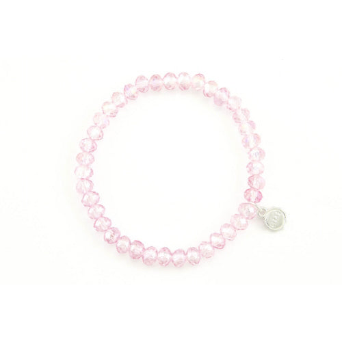 Stretchy bracelet with faceted glass beads in mixed colors.