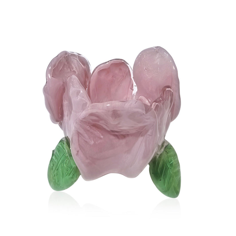 4.5-inch artificial Easter flower with a five-petal bloom in pastel pink and green stem.
