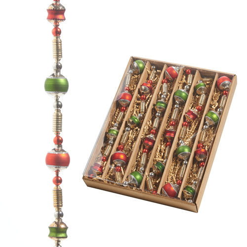 6-foot vintage garland with antiqued glass and plastic balls in a retro pattern